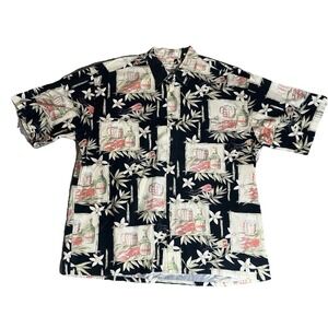 Pierre Cardin Hawaiian Shirt Men's Size 2XL Floral Lobster And Beer